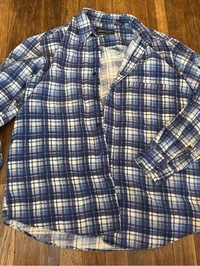 Blue Plaid Flannel Shirt - Unisex Casual Button-Up